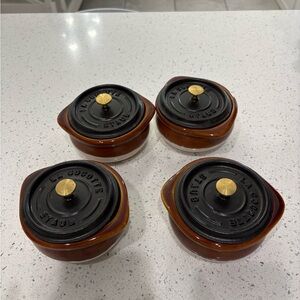 Staub Brown and Black Mini Cocotte Set of 4
